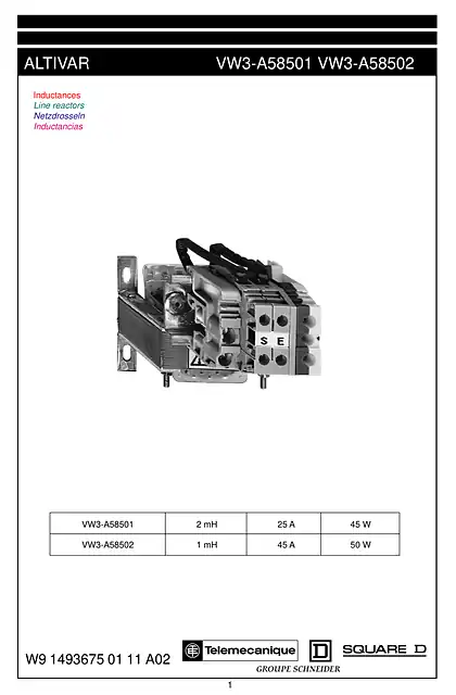 schneider施耐德Instruction Sheet VW3A58501-502